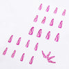 Rose Red Detachable Artistic Fake Nails - 24 Pcs