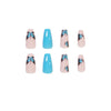 Blue Artistic Wearing Armor Medium & Long Press On Fake Nails - 24 Pcs