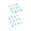 Blue Artistic Wearing Armor Medium & Long Press On Fake Nails - 24 Pcs