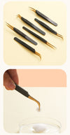 Gold Black High-Grade Mesh Precision Tweezers Set