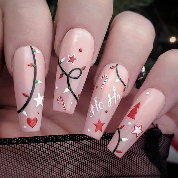 Christmas Ballet Press On Fake Nails - 24 Pcs