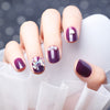 Purple Wearing Push On Fake Nails With Diamonds - 24 Pcs