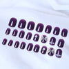 Purple Wearing Push On Fake Nails With Diamonds - 24 Pcs