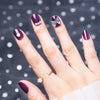 Purple Wearing Push On Fake Nails With Diamonds - 24 Pcs