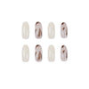 Leopard Print Jade Nude Transparent Press On Fake Nails - 24 Pcs